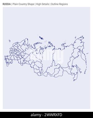 Carte du pays de la plaine de la Russie. Détails élevés. Style des régions de contour. Forme de la Russie. Illustration vectorielle. Illustration de Vecteur