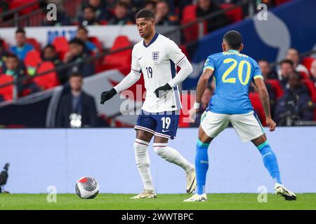 Londres, Royaume-Uni. 23 mars 2024. L'attaquant anglais Marcus Rashford en action lors du match amical international Angleterre-Brésil au stade de Wembley, Londres, Angleterre, Royaume-Uni le 23 mars 2024 crédit : Every second Media/Alamy Live News Banque D'Images