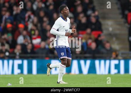 Londres, Royaume-Uni. 23 mars 2024. Milieu de terrain anglais Kobbie Mainoo (Manchester United) lors du match amical international Angleterre/Brésil au stade de Wembley, Londres, Angleterre, Royaume-Uni le 23 mars 2024 crédit : Every second Media/Alamy Live News Banque D'Images