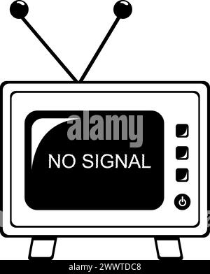 vector icône noir et blanc tv pas de signal Illustration de Vecteur