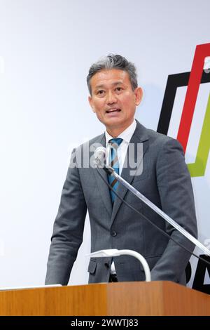 Tokyo, Japon. 25 mars 2024. Toshinari Takaoka Marathon : le représentant du Marathon japonais pour les prochains Jeux Olympiques de Paris 2024 assiste à une conférence de presse à Tokyo, Japon . Crédit : Naoki Nishimura/AFLO SPORT/Alamy Live News Banque D'Images