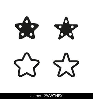 Quatre icônes d'étoile définies. Pois et contours. Design noir sur blanc. Illustration vectorielle. SPE 10. Illustration de Vecteur
