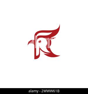 R logo poulet. Lettre R logo oiseau. Logo Rooster Illustration de Vecteur