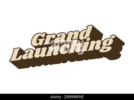 Lancement officiel. Conception d'effet de texte dans un style rétro vintage et des couleurs Illustration de Vecteur