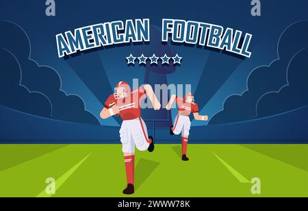 Affiche d'illustration de football américain avec joueur de rugby. Illustration de Vecteur