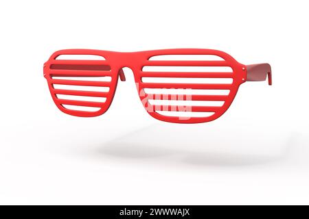 Vue rapprochée des ombres d'obturateur rouges sur blanc Banque D'Images