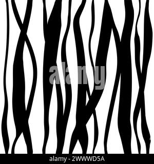 Un arrière-plan graphique éclatant avec des rayures incrustées. Formes et lignes monochromes abstraites en noir et blanc. Modèle vectoriel moderne pour la conception de couverture de brochure. Dessin à la main Illustration de Vecteur