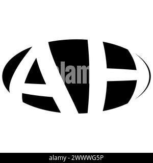 Logo ovale double lettre A H deux lettres ah ha Illustration de Vecteur
