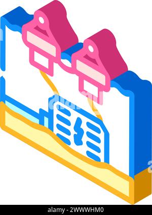 illustration vectorielle d'icône isométrique de marée de convertisseur d'énergie de vague Illustration de Vecteur