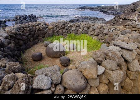 Île de Pâques, Chili. 27 décembre 2023. Le parc national de Rapa Nui a été classé au patrimoine mondial par l'UNESCO en 1995. Banque D'Images