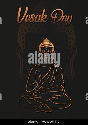 Joyeux Vesak Budha Purnima Day fond avec Budha Statue illustration vectorielle Illustration de Vecteur