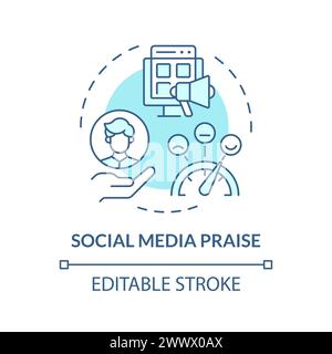 Icône de concept bleu doux de louange de médias sociaux Illustration de Vecteur