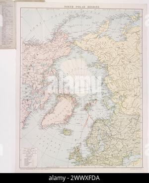 Carte arctique vintage. Carte imprimée des régions polaires du Nord avec ms. Annotation de l'expédition britannique dans l'Arctique, années 1920 Banque D'Images