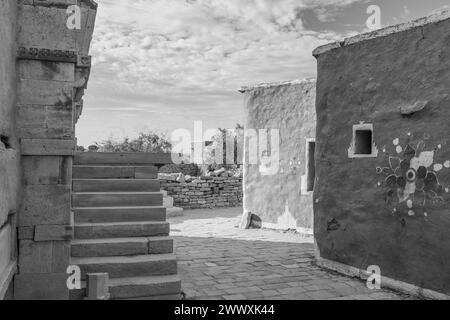 Une vue des ruines du village abandonné de Kuldhara près de Jaisalmer au Rajasthan, en Inde Banque D'Images