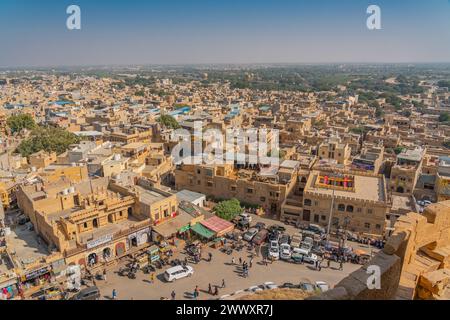 Jaisalmer, Inde - décembre 2023 : maisons à Jaisalmer, la ville dorée du Rajasthan, Jaisalmer Banque D'Images