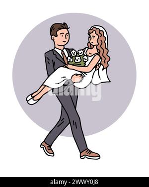 Happy Bride and Groom Illustration de Vecteur