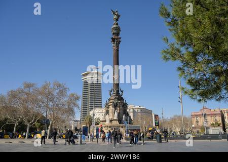 Mirador de Colom, Monument de Columbus, Barcelone, Catalogne, Espagne Banque D'Images