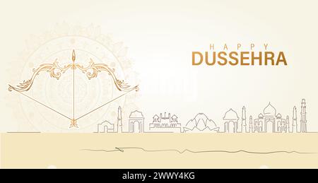 Happy Dussehra Navratri Poster Design illustration vectorielle. Festival de l'Inde. Vacances hindoues Vijayadashami. Illustration de Vecteur