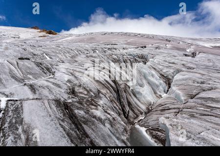 Surface de glace du glacier Hermoso sur le volcan Cayambe Banque D'Images