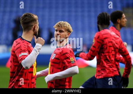 Bolton, Royaume-Uni. 26 mars 2024. Toughsheet Community Stadium, Bolton, Angleterre, 26 mars 2024 : Harvey Elliott (Angleterre) avant le match de qualification du Championnat d'Europe des moins de 21 ans de l'UEFA 2025 entre l'Angleterre et le Luxembourg au Toughsheet Community Stadium de Bolton, Angleterre, le 26 mars 2024. (Sean Chandler/SPP) crédit : photo de presse sportive SPP. /Alamy Live News Banque D'Images