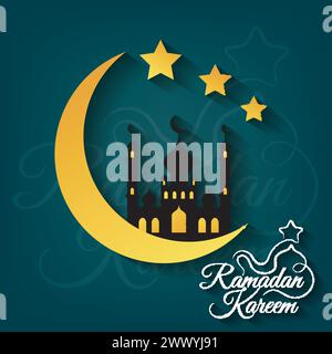 Carte de voeux pour le mois sacré islamique des prières, les célébrations du Ramadan Kareem, illustration vectorielle Illustration de Vecteur