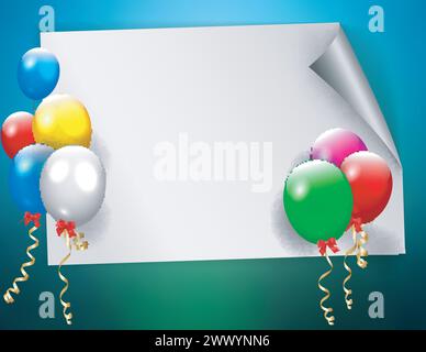 Signe d'anniversaire avec des ballons colorés, illustration vectorielle Illustration de Vecteur