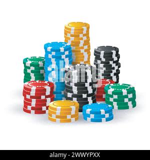 Piles de jetons de casino, illustration vectorielle Illustration de Vecteur