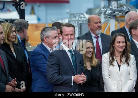 Houston Texas USA, mars 26 2024 : le président du Texas House, DADE PHELAN, sourit lors d'une conférence de presse à Mission Control au Johnson Space Center de la NASA. Crédit : Bob Daemmrich/Alamy Live News Banque D'Images