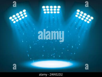 Blue Bright Stadium projecteurs sur fond sombre, illustration vectorielle Illustration de Vecteur
