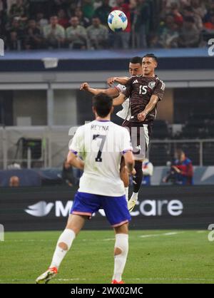 Arlington, États-Unis. 24 mars 2024. 24 mars 2024, Arlington, Texas : L'attaquant mexicain Uriel Antuna prend la tête lors de la finale de la Ligue des Nations de la CONCACAF jouée au AT&T Stadium. Le 24 mars 2024, Arlington, Texas. Les États-Unis ont remporté le Mexique la finale 2-0. (Photo de Javier Vicencio/Eyepix Group/SIPA USA) crédit : SIPA USA/Alamy Live News Banque D'Images