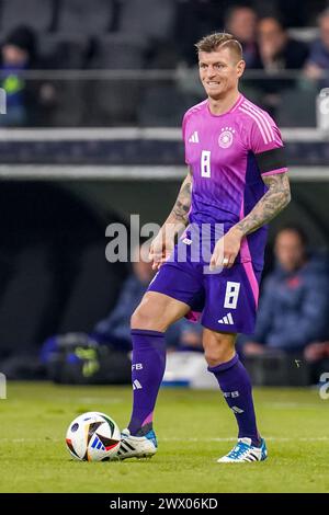 Francfort-sur-le-main, Allemagne. 26 mars 2024. FRANCFORT-SUR-le-MAIN, ALLEMAGNE - MARS 26 : L'Allemand Toni Kroos passe le ballon lors du match amical international entre l'Allemagne et les pays-Bas au Deutsche Bank Park le 26 mars 2024 à Francfort-sur-le-main, Allemagne. (Photo de Joris Verwijst/Orange Pictures) crédit : Orange pics BV/Alamy Live News Banque D'Images