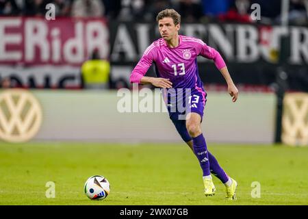Francfort-sur-le-main, Allemagne. 26 mars 2024. FRANCFORT-SUR-le-MAIN, ALLEMAGNE - MARS 26 : Thomas Müller court avec le ballon lors du match amical international entre l'Allemagne et les pays-Bas au Deutsche Bank Park le 26 mars 2024 à Francfort-sur-le-main, Allemagne. (Photo de Joris Verwijst/Orange Pictures) crédit : Orange pics BV/Alamy Live News Banque D'Images