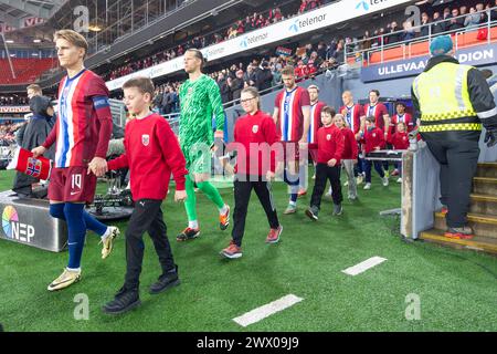 Oslo, Norvège 26 mars 2024, Martin Odegaard de Norvège et Arsenal lors du match amical de football entre la Norvège et la Slovaquie qui s'est tenu au stade Ullevaal à Oslo, Norvège crédit : Nigel Waldron/Alamy Live News Banque D'Images