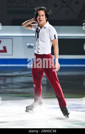 Montréal, Canada. 24 mars 2024. MONTRÉAL, CANADA - 24 MARS 2024 : Adam Siao Him Fa (FRA) pendant les Championnats du monde de patinage artistique ISU à l'Auditorium Verdun on à Montréal, Canada. (Photo de David Kirouac/Orange Pictures) crédit : Orange pics BV/Alamy Live News Banque D'Images