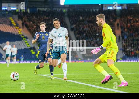 Glasgow, Royaume-Uni. 26 mars 2024. Dans leur préparation pour l'UEFA EURO 2024, l'Écosse affronte l'Irlande du Nord au Hampden Park, Glasgow, le stade national écossais. Crédit : Findlay/Alamy Live News Banque D'Images