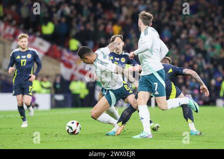 Glasgow, Royaume-Uni. 26 mars 2024. Dans leur préparation pour l'UEFA EURO 2024, l'Écosse affronte l'Irlande du Nord au Hampden Park, Glasgow, le stade national écossais. Crédit : Findlay/Alamy Live News Banque D'Images