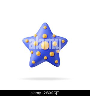 3d Blue Starfish isolé sur blanc Illustration de Vecteur