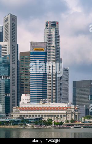 L'hôtel Fullerton et Maybank Tower Singapour Banque D'Images