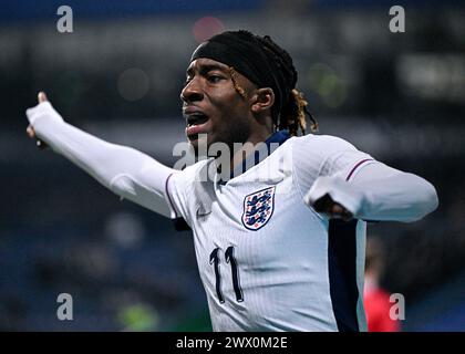 Bolton, Royaume-Uni. 26 mars 2024. Noni Madueke d'Angleterre réagit lors du match UEFA Euro U21 qualificatifs du Groupe F Angleterre U21 vs Luxembourg U21 au Toughsheet Community Stadium, Bolton, Royaume-Uni, le 26 mars 2024 (photo de Cody Froggatt/News images) à Bolton, Royaume-Uni le 26/03/2024. (Photo de Cody Froggatt/News images/Sipa USA) crédit : Sipa USA/Alamy Live News Banque D'Images
