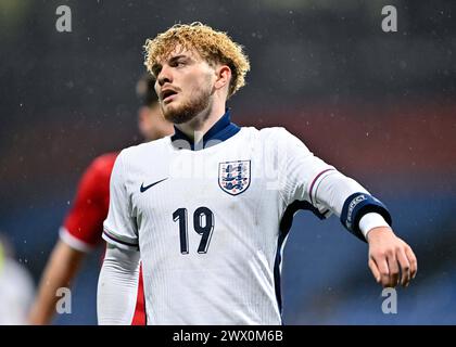 Bolton, Royaume-Uni. 26 mars 2024. Harvey Elliott, de l'Angleterre, lors du match UEFA Euro U21 qualificatifs du Groupe F Angleterre U21 vs Luxembourg U21 au Toughsheet Community Stadium, Bolton, Royaume-Uni, le 26 mars 2024 (photo Cody Froggatt/News images) à Bolton, Royaume-Uni, le 26/03/2024. (Photo de Cody Froggatt/News images/Sipa USA) crédit : Sipa USA/Alamy Live News Banque D'Images