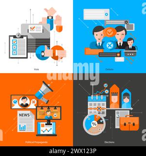 Composition 2x2 pour les élections Rapport de vote et présentation ou illustration vectorielle de site Web Illustration de Vecteur