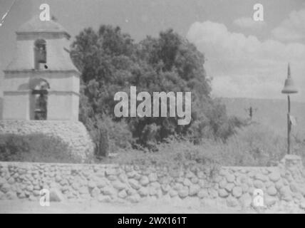 Pala Band of Mission Indians, Californie : photographie de la Mission San Antonio de Pala Asistencia Campanile (clocher) à Pala CA. 1936-1942 Banque D'Images