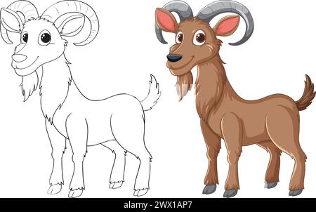 Illustration vectorielle d'un bélier, esquissé et coloré Illustration de Vecteur