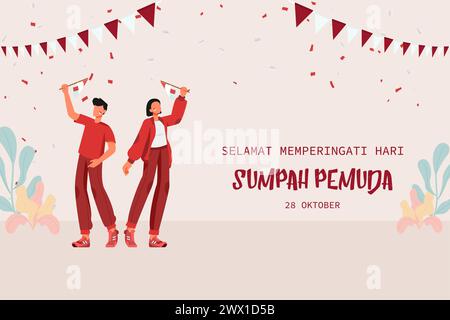 Traduction : Happy Indonesian Youth Pledge Day illustration vectorielle. Illustration de Vecteur