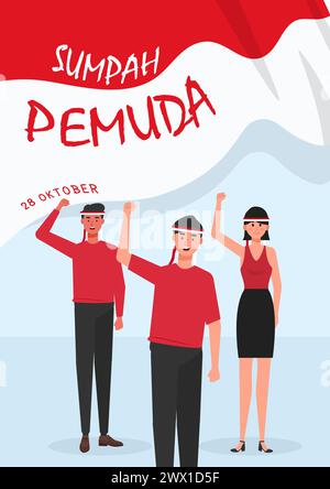 Traduction : Happy Indonesian Youth Pledge Day illustration vectorielle. Illustration de Vecteur