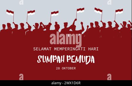 Traduction : Happy Indonesian Youth Pledge Day illustration vectorielle. Illustration de Vecteur