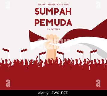 Traduction : Happy Indonesian Youth Pledge Day illustration vectorielle. Illustration de Vecteur