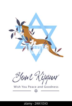 Illustration vectorielle de modèle de Yom Kippur. Conception décorative de vacances juives appropriée pour carte de voeux, affiche, bannière, flyer. Israël Holiday pour Judais Illustration de Vecteur