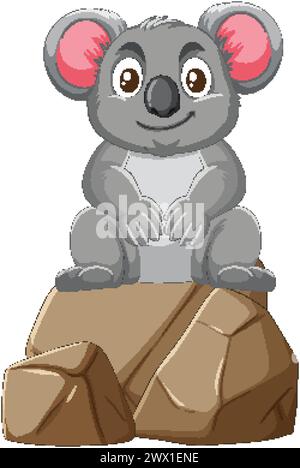 Illustration vectorielle d'un koala souriant sur des pierres Illustration de Vecteur