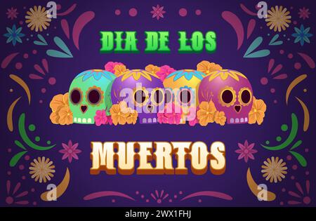 Dia de los muertos signifie jour des morts. Festival de vacances mexicain modèle bannière illustration vectorielle. Illustration de Vecteur